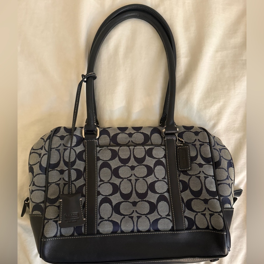 Coach navy blue and grey Signature Tote Bag